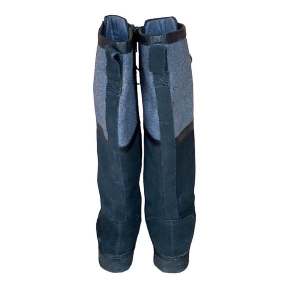 Clarks | Black Suede & Gray Wool Merrian Noble Lace Up Side Zio Riding Boot 7.5 - Picture 8 of 9